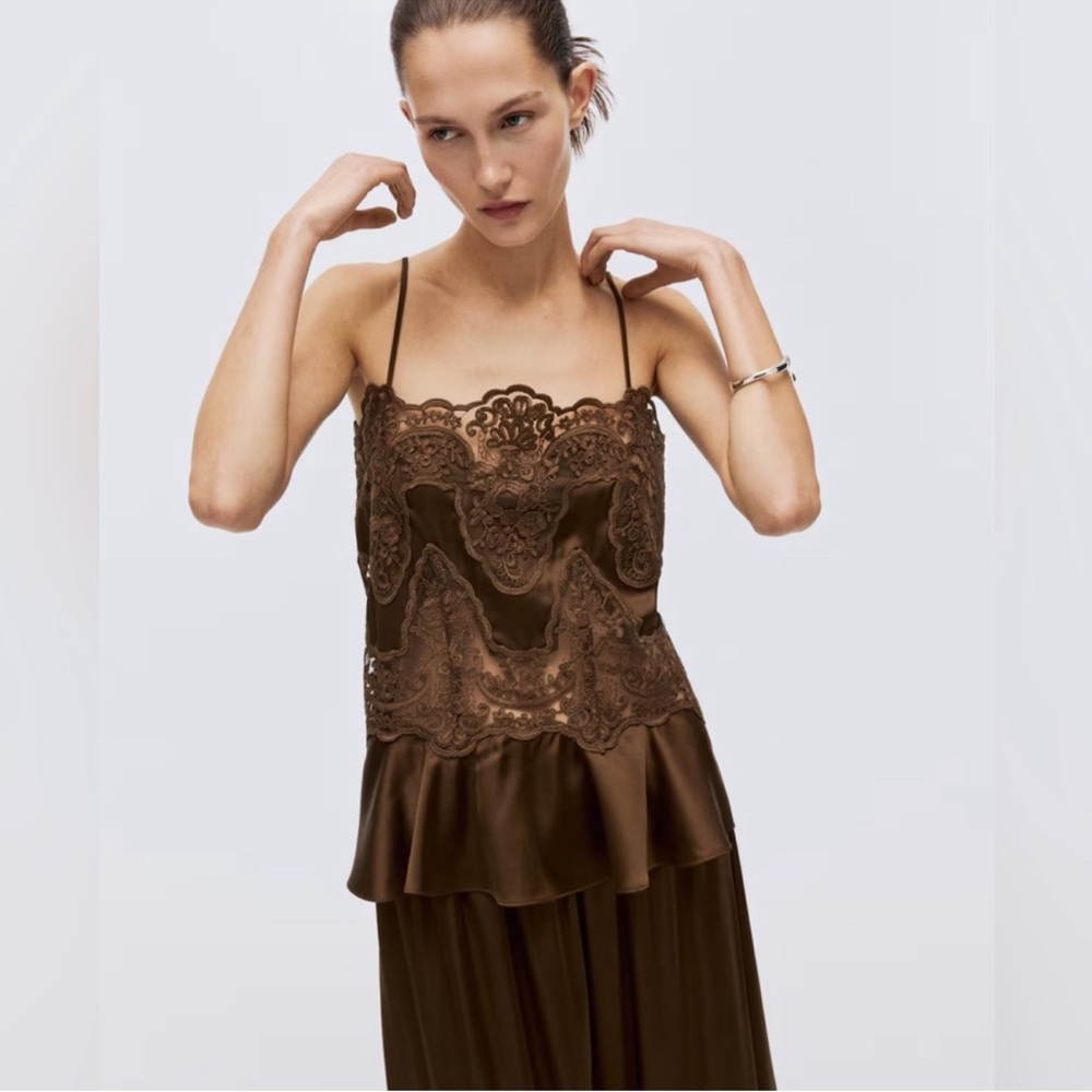 H&M Brown Lace Trim Inset Set - Picture 3 of 6